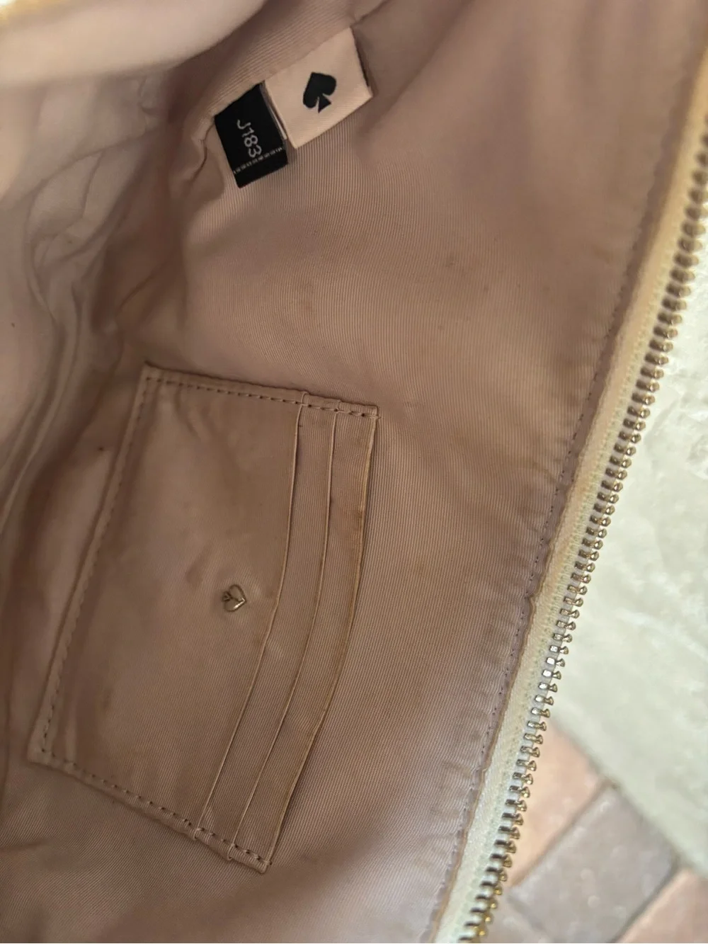 kate spade Cream Pebbled Leather Crescent Shoulder Bag